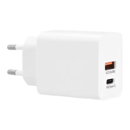CHARGEUR SECTEUR PERSONNALISÉ 20W 'QUICKER' - blanc