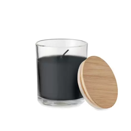BOUGIE PUBLICITAIRE PARFUMÉE COUVERCLE BAMBOU 'BANILA' - noir