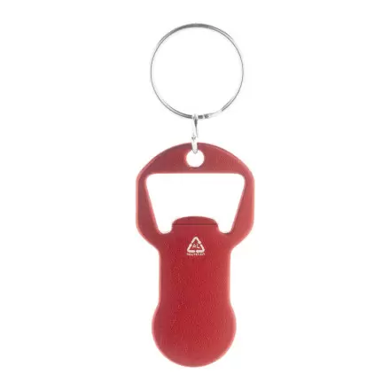 PORTE-CLES PERSONNALISABLE EN ALU RECYCLE JETON 'PLAKI' - rouge