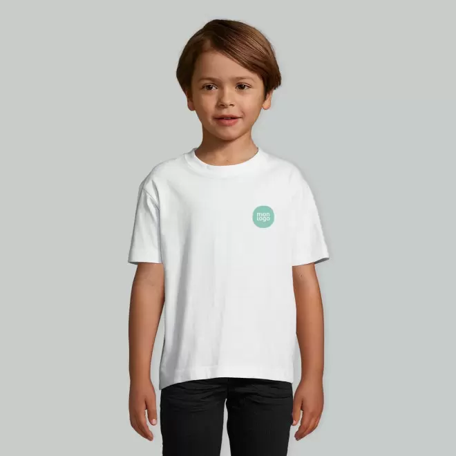 TEE SHIRT PUBLICITAIRE ENFANT 'IMPERIAL' BLANC 190 GR/M²