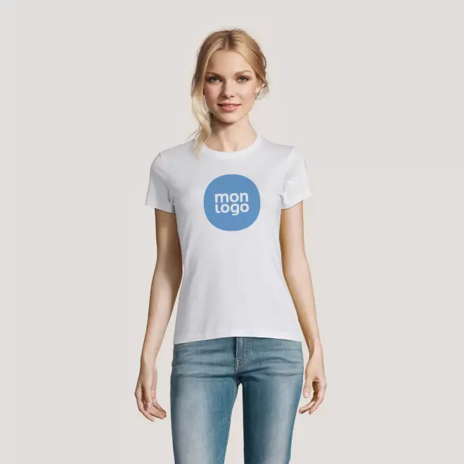 TEE SHIRT BLANC 'IMPERIAL' FEMME 190 GR/M²