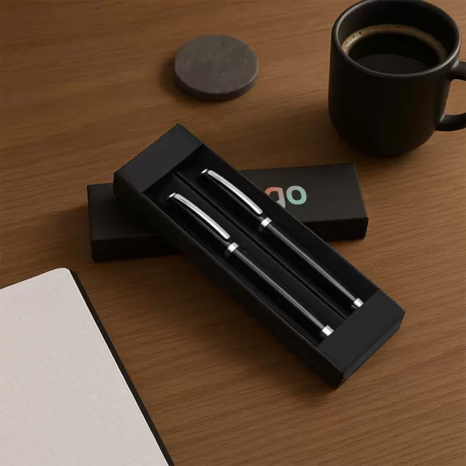 PARURE STYLO BILLE ET ROLLER PERSONNALISABLE 'COURBEVOIE'