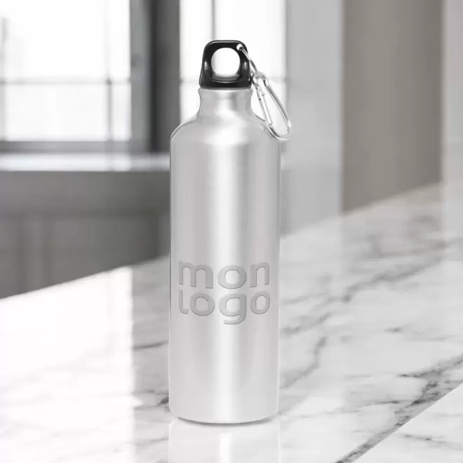 GOURDE EN MÉTAL PUBLICITAIRE AVEC MOUSQUETON 770 ML 'CANYON'