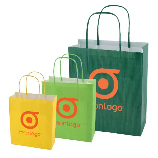 SAC PAPIER KRAFT PUBLICITAIRE ANSES TORSADEES 'CUBANO' 22X31X10 cm 90 GR/M²