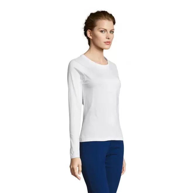 TEE SHIRT PERSONNALISÉ FEMME MANCHES LONGUES 'MAJESTIC' BLANC 150 GR/M²