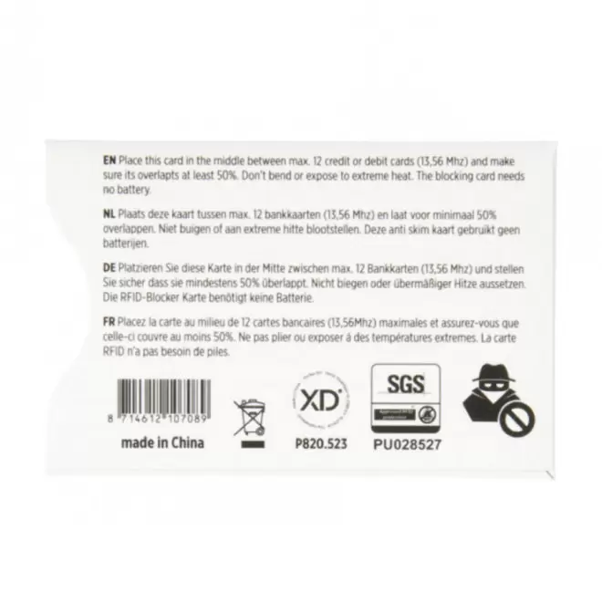 CARTE BOUCLIER ANTI RFID PUBLICITAIRE 'BLOKY'