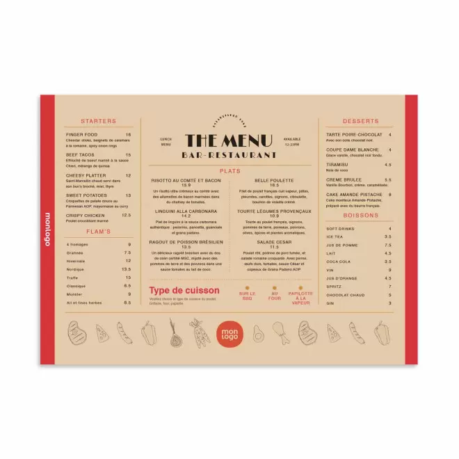 SET DE TABLE EN PAPIER PERSONNALISABLE 'TERMOLI'