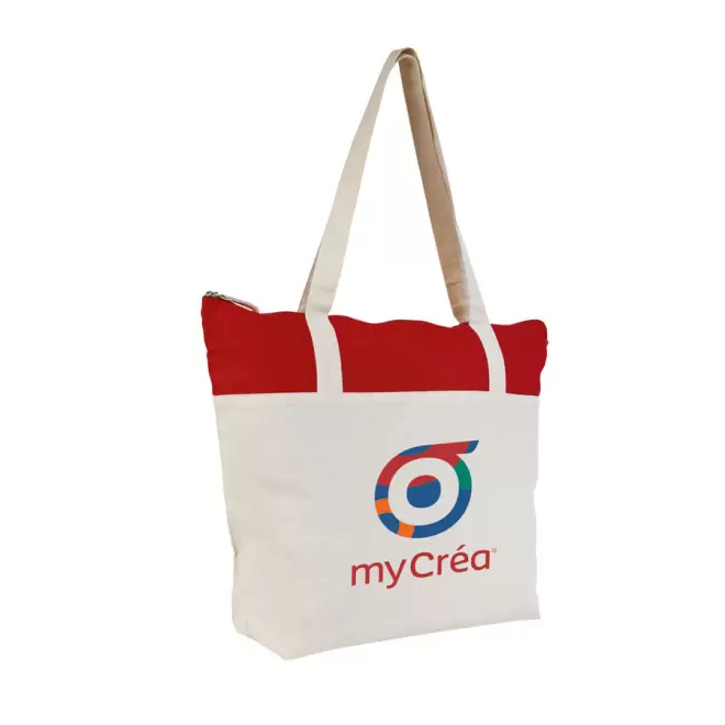 SAC SHOPPING PUBLICITAIRE ZIPPÉ EN COTON BICOLORE 'CALGARY' 220 GR/M²
