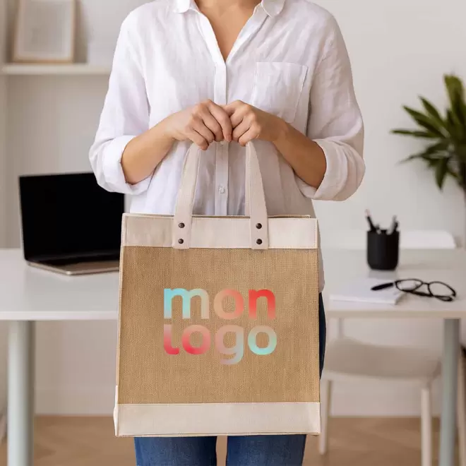 CABAS PERSONNALISABLE EN JUTE ANSES COTON 'KENDRACK'