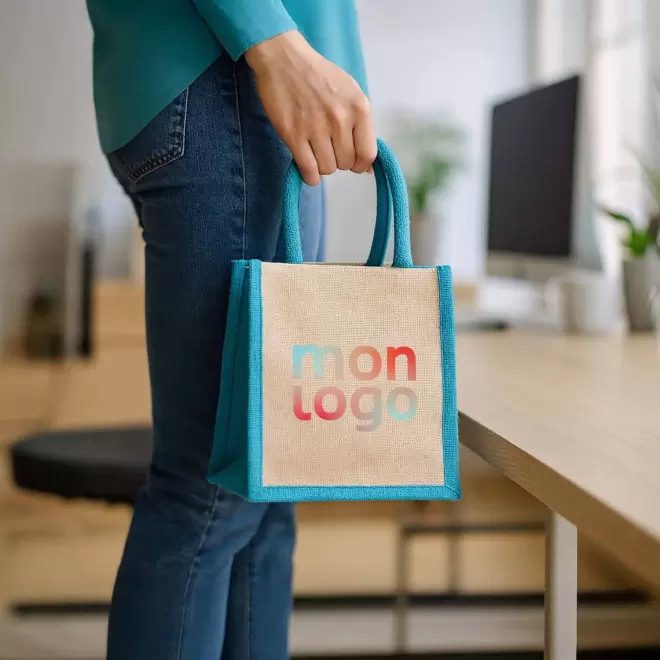 MINI SAC EN JUTE PERSONNALISABLE 'DUA COLOR'