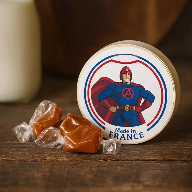 BOITE PERSONNALISABLE EN BOIS AVEC DES CARAMELS 'SCATI'