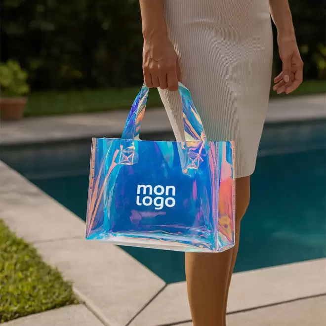 SAC PERSONNALISABLE EN PVC HOLOGRAPHIQUE 'AVICO'