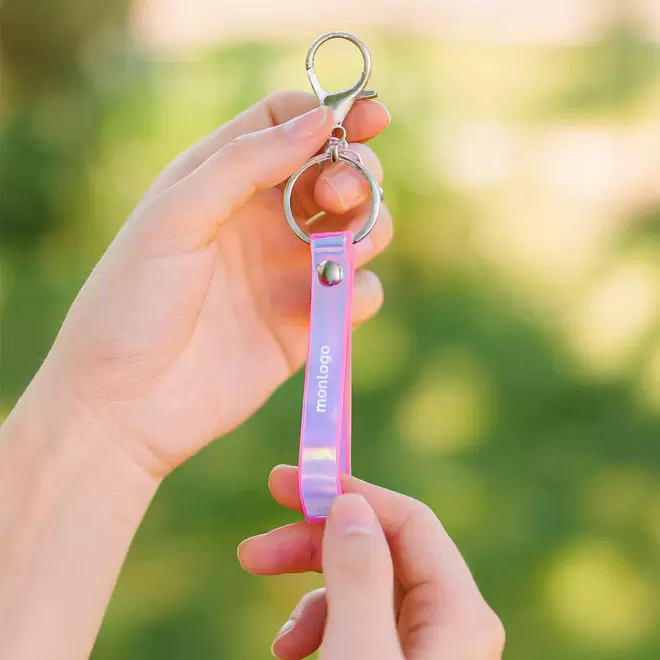 PORTE CLES PERSONNALISABLE HOLOGRAPHIQUE 'AVICO'