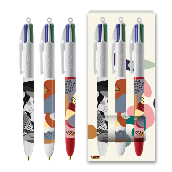 PACK PERSONNALISABLE 3 STYLOS 4 COULEURS BIC® 'STYLBOX'