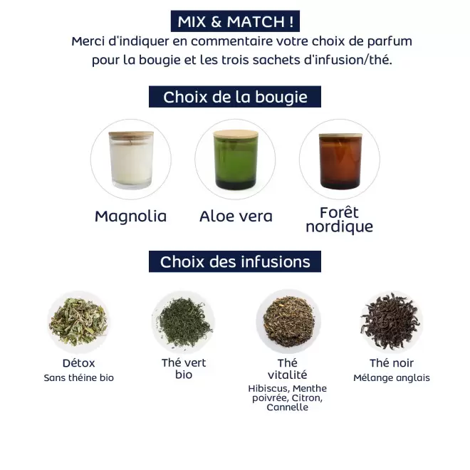 COFFRET CADEAU MUG BOUGIE ET THE PERSONNALISABLE 'NATRA'