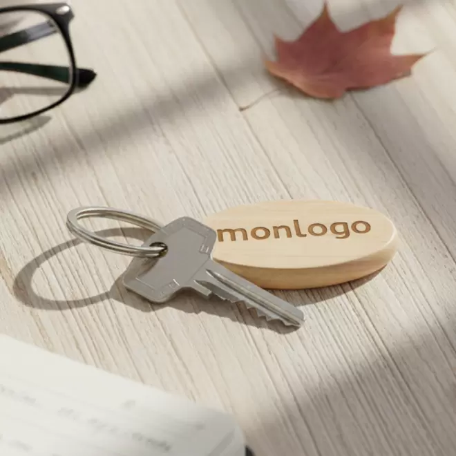 PORTE CLES EN BOIS PERSONNALISABLE 'WOODIE OVALE'