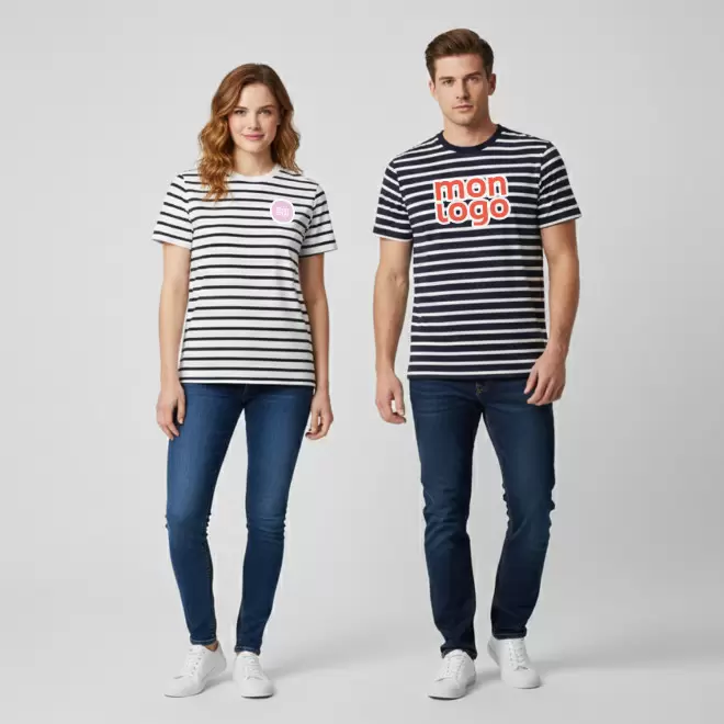 TEE SHIRT PERSONNALISABLE MIXTE RAYURES 'LEGEND'