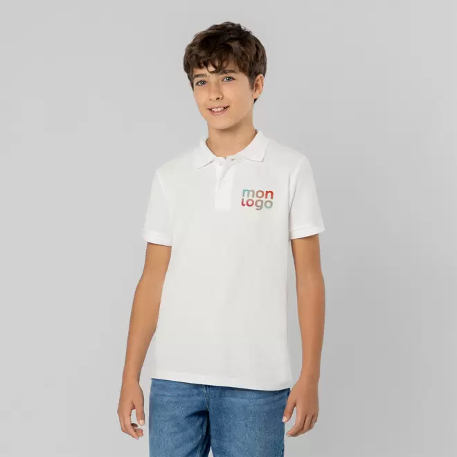 POLO ENFANT PERSONNALISABLE BLANC 'CHARLES'