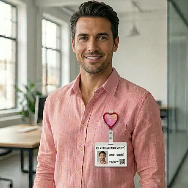 PORTE BADGE DEROULEUR PERSONNALISE 'DISTUBI COEUR'