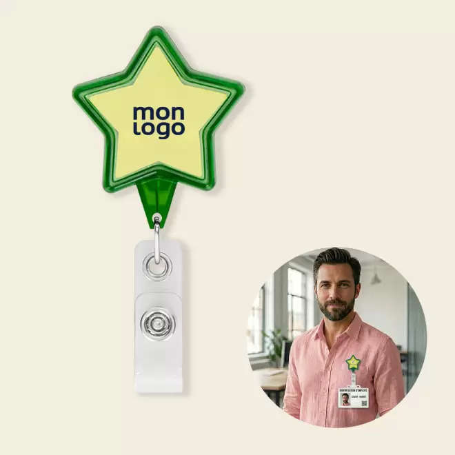 PORTE BADGE DEROULEUR PERSONNALISE 'DISTUBI ETOILE'