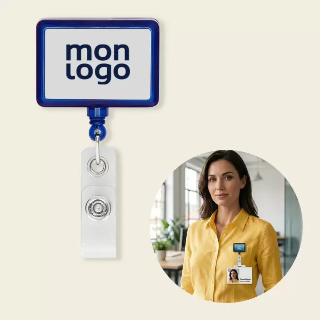 PORTE BADGE DEROULEUR PERSONNALISE 'DISTUBI RECTANGLE'