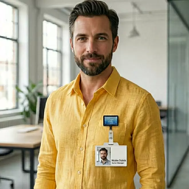 PORTE BADGE DEROULEUR PERSONNALISE 'DISTUBI RECTANGLE'