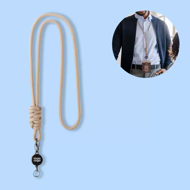 LANYARD AVEC CORDON DEROULEUR PERSONNALISE 'HALSA'