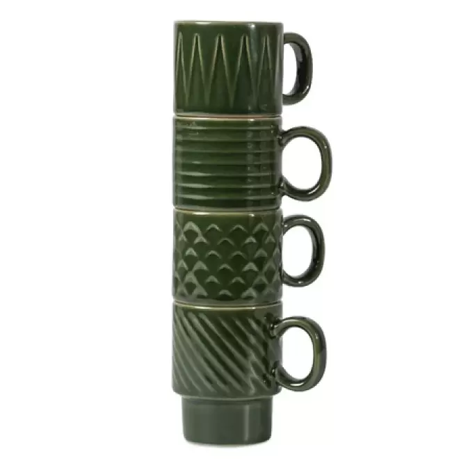 SET DE 4 TASSES DESIGN VERT