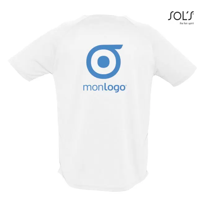 T SHIRT PERSONNALISÉ RESPIRANT HOMME 'SPORTY' BLANC 140 GR/M²