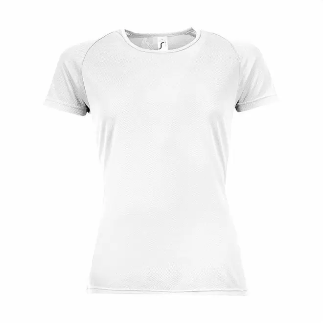 TEE SHIRT PUBLICITAIRE RESPIRANT FEMME BLANC 'SPORTY' 140 GR/M²