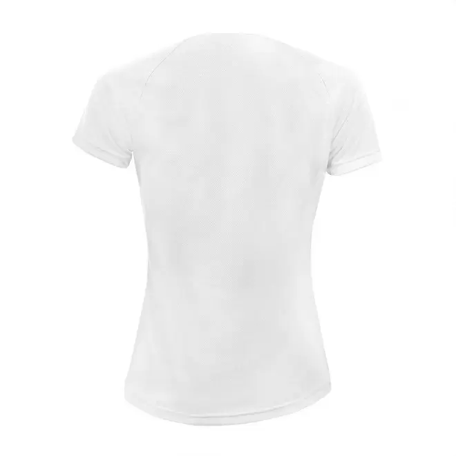 TEE SHIRT PUBLICITAIRE RESPIRANT FEMME BLANC 'SPORTY' 140 GR/M²