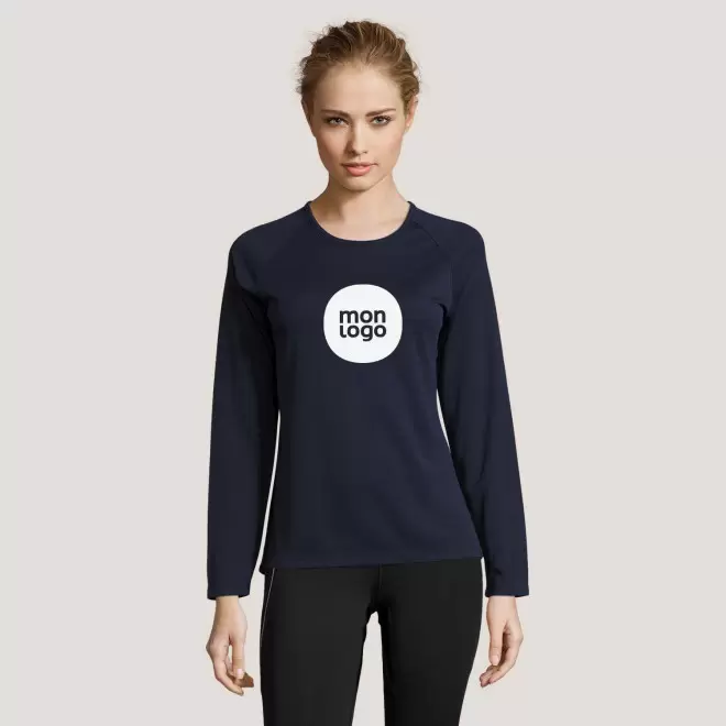 TEE SHIRT DE SPORT MANCHES LONGUES PUBLICITAIRE FEMME 'KOURY' 140 GR/M²