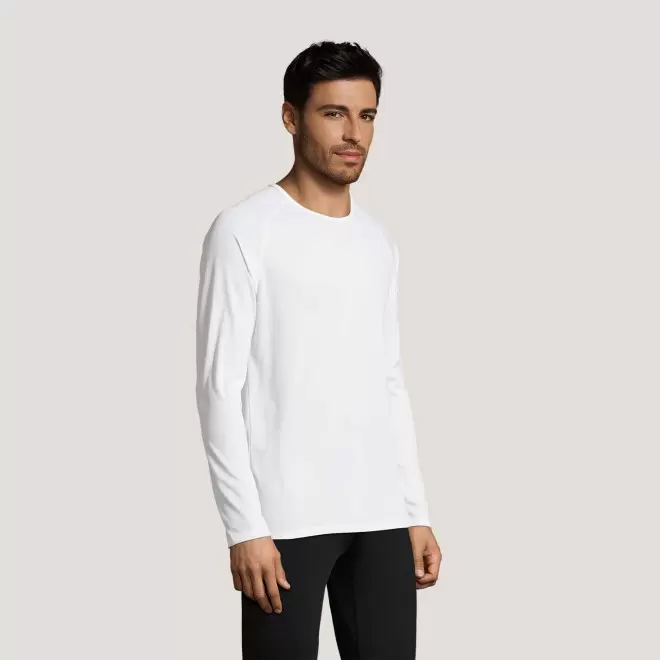 T SHIRT SPORTIF MANCHES LONGUES PUBLICITAIRE HOMME 'KOURY' 140 GR/M² BLANC