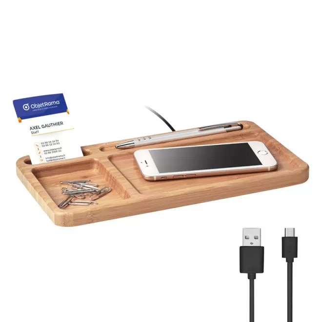 ORGANISEUR DE BUREAU PUBLICITAIRE AVEC CHARGEUR A INDUCTION 5W 'STENGER'