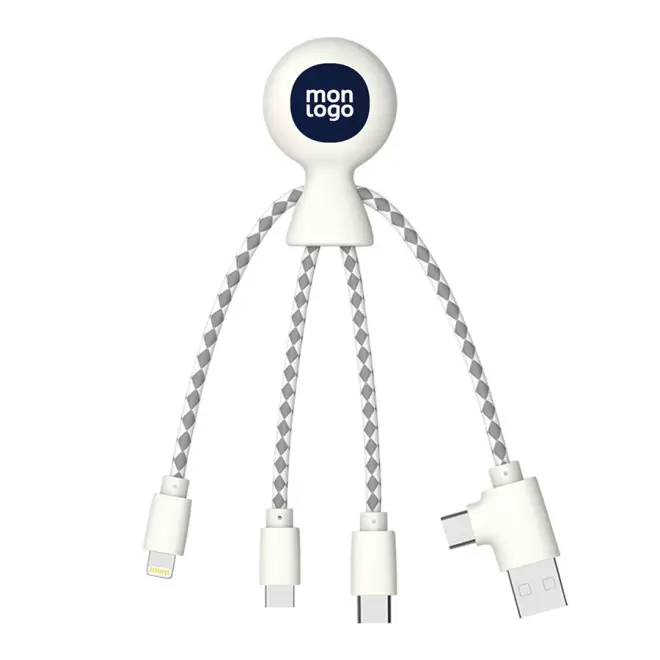 CÂBLE DE CHARGE PUBLICITAIRE BIODÉGRADABLE MULTI CONNECTEURS XOOPAR® 'MR BIO'