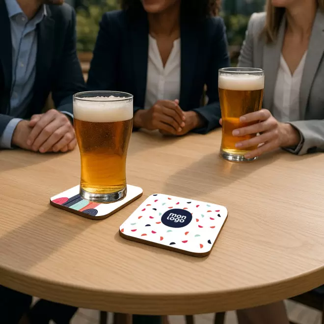 DESSOUS DE VERRE EN BOIS PUBLICITAIRE 'KELLY'