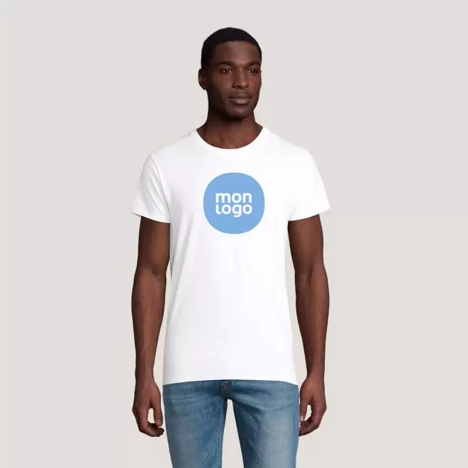 TEE SHIRT PUBLICITAIRE HOMME BIO BLANC 'PIONEER' 175 GR/M²