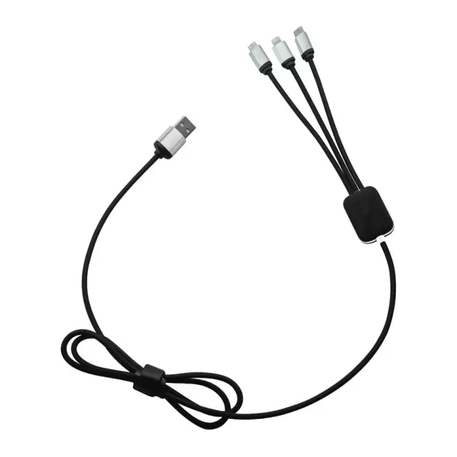 CÂBLE DE CHARGE LONG 3 EN 1 SCX® PERSONNALISÉ AVEC LOGO LUMINEUX 'MERET'