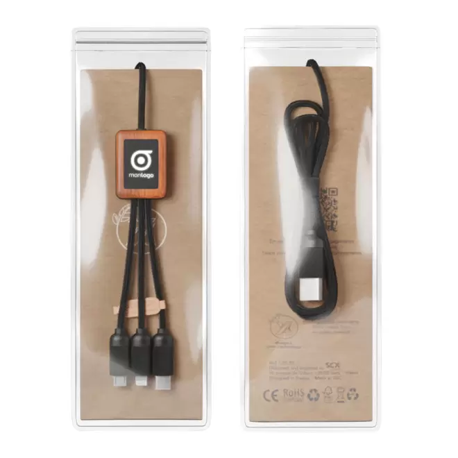 CÂBLE DE CHARGE LONG 3 EN 1 SCX ® PERSONNALISÉ AVEC LOGO LUMINEUX 'KIPA'