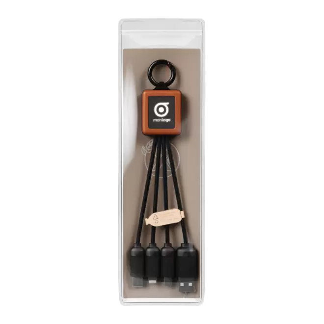 CÂBLE DE CHARGE 3 EN 1 SCX® PERSONNALISÉ AVEC LOGO LUMINEUX 'KEMES'