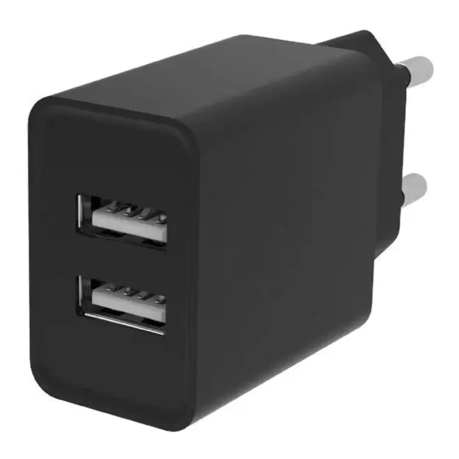CHARGEUR SECTEUR PERSONNALISÉ 2 PORTS USB 2,4A AKASHI® 'TULO'