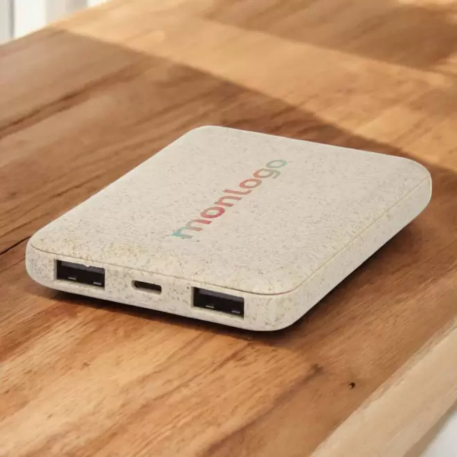 BATTERIE DE SECOURS PERSONNALISÉE 5000 MAH EN FIBRE DE PAILLE 'SLOMA'