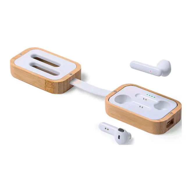 ÉCOUTEURS SANS FIL PUBLICITAIRES EN BAMBOU ET ABS 'TREBAM'