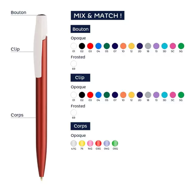 STYLO PUBLICITAIRE BIC® MÉDIA CLIC MIX & MATCH 'GLACÉ'