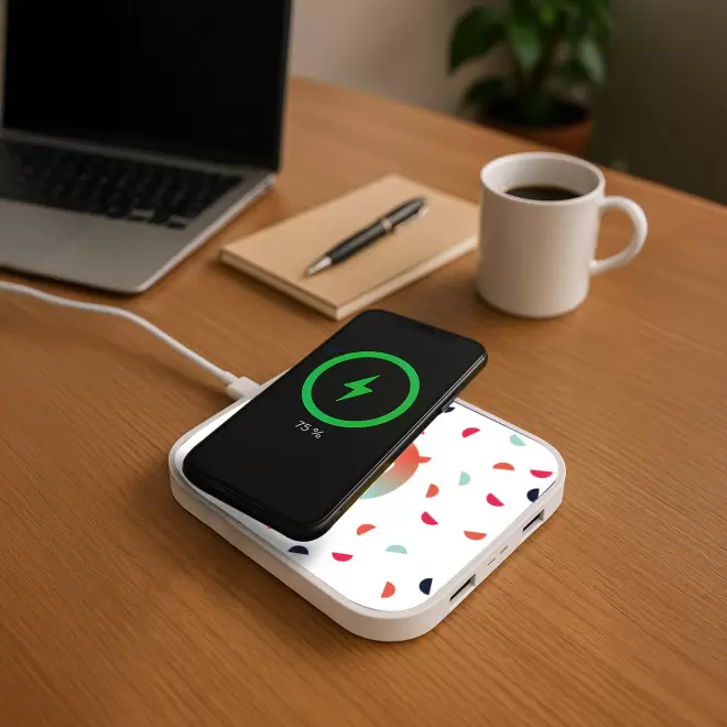 CHARGEUR À INDUCTION PUBLICITAIRE 2 PORTS 'SLADE' 5W