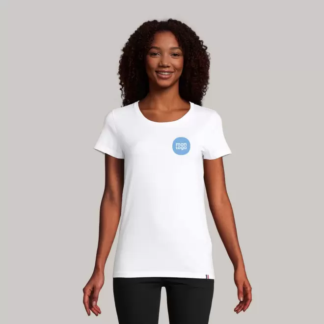TEE SHIRT PUBLICITAIRE FEMME BLANC ORIGINE FRANCE 'LOLA'