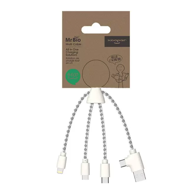 EXPRESS 72H   CÂBLE DE CHARGE BIODÉGRADABLE PUBLICITAIRE XOOPAR® 'MR BIO' 
