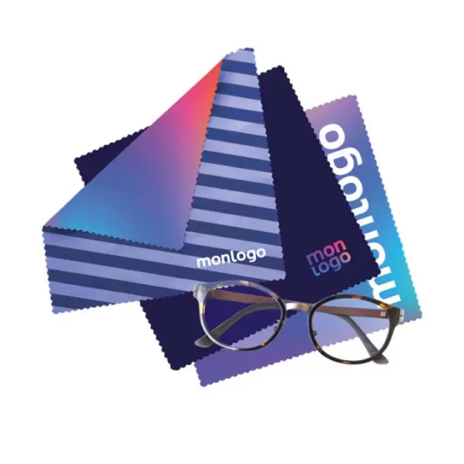 LINGETTE MICROFIBRE PUBLICITAIRE 'EPOUSTIF II' EN RPET QUADRICHROMIE