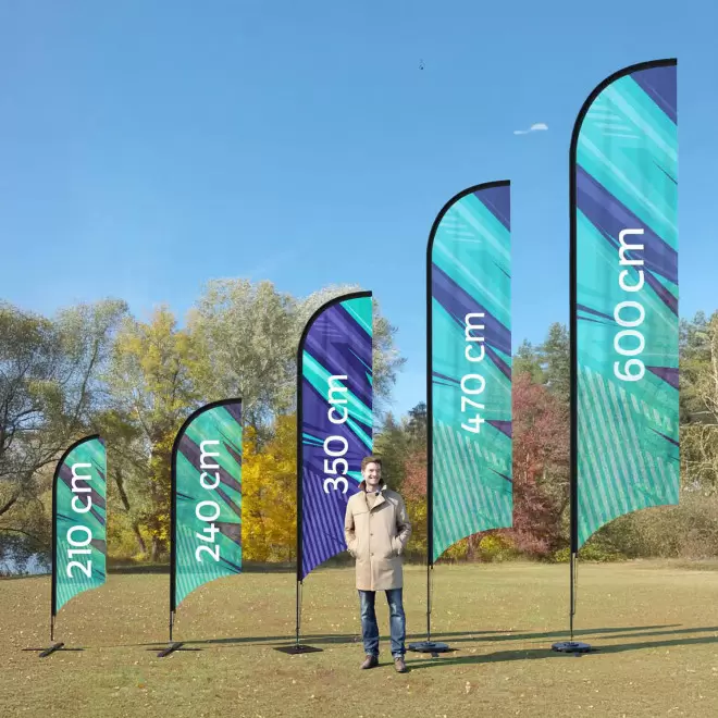 DRAPEAU PUBLICITAIRE ORIFLAMME PLUME VOILE + MÂT 'DRAPUS'