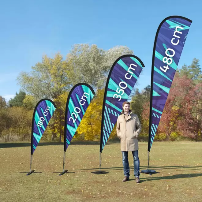 DRAPEAU PUBLICITAIRE ORIFLAMME GOUTTE VOILE + MÂT 'TOLEN'